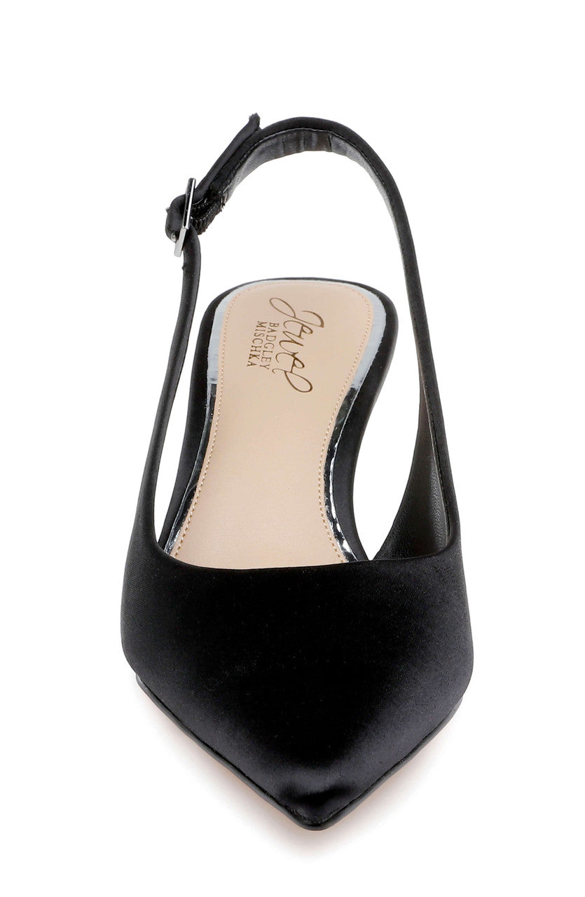 Black Satin | Ilana Slingback Pump Front