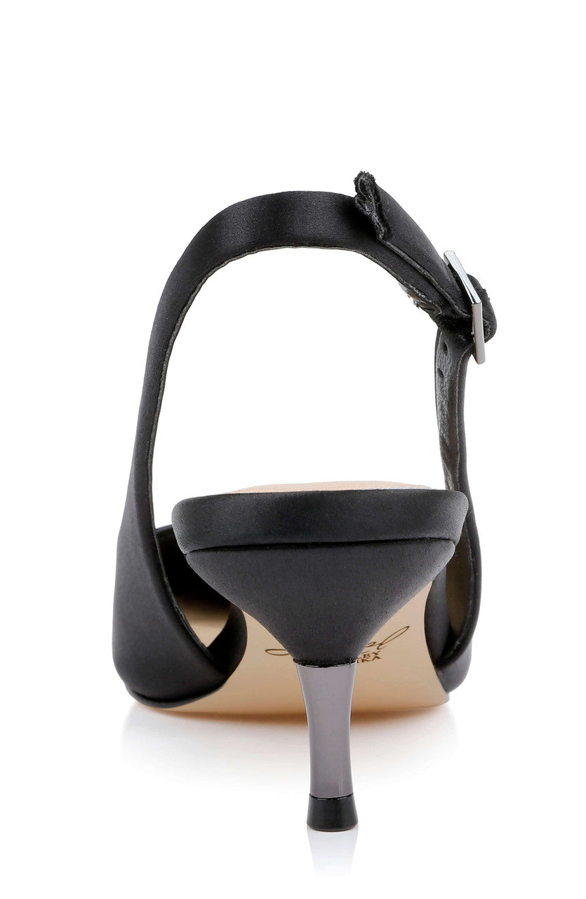 Black Satin | Ilana Slingback Pump Back
