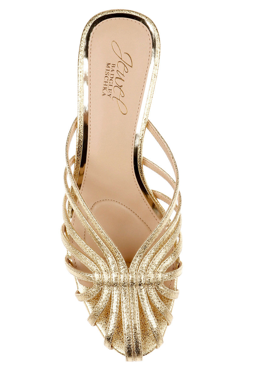Gold Textile | Ilaria Caged Stiletto Mule Top