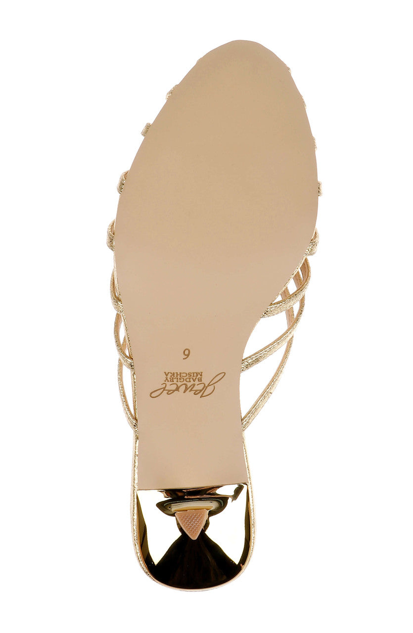 Gold Textile | Ilaria Caged Stiletto Mule Sole