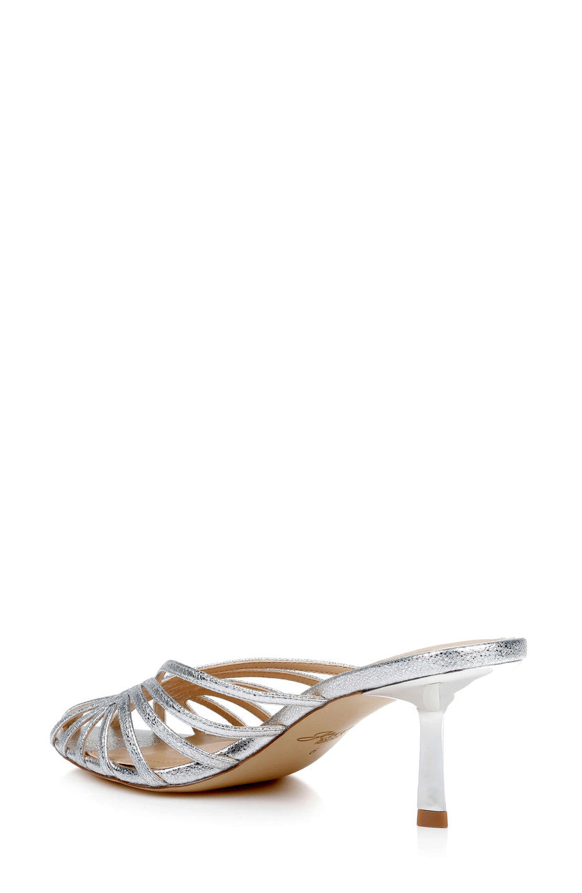 Silver Textile | Ilaria Caged Stiletto Mule Back Side