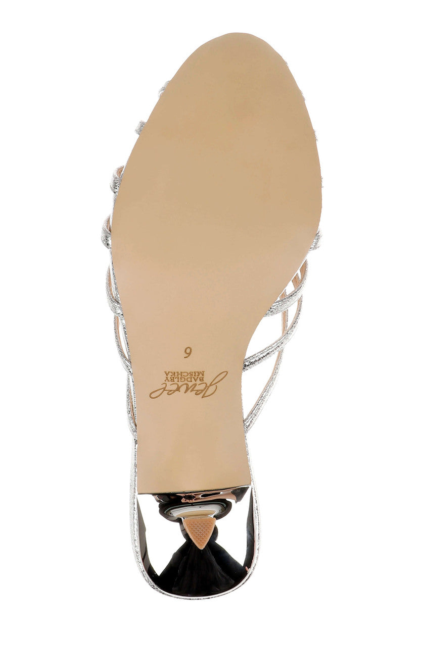 Silver Textile | Ilaria Caged Stiletto Mule Sole