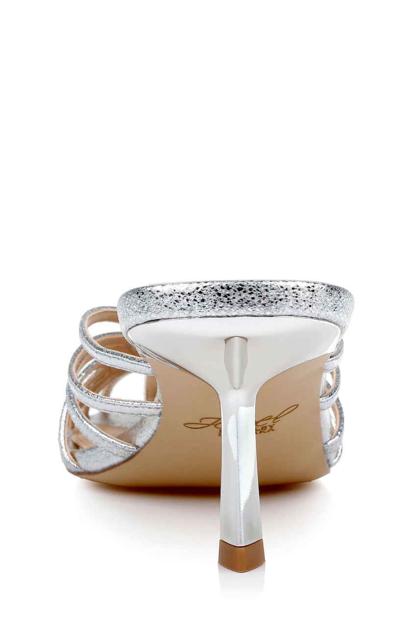 Silver Textile | Ilaria Caged Stiletto Mule Back