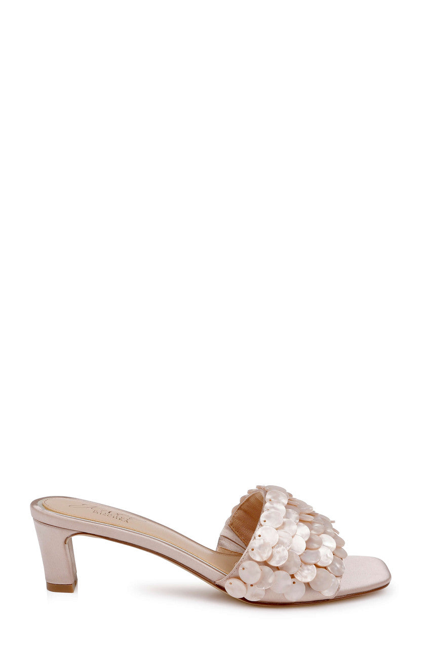 Dark Nude Satin | Pacific Heeled Mule Sandal Side