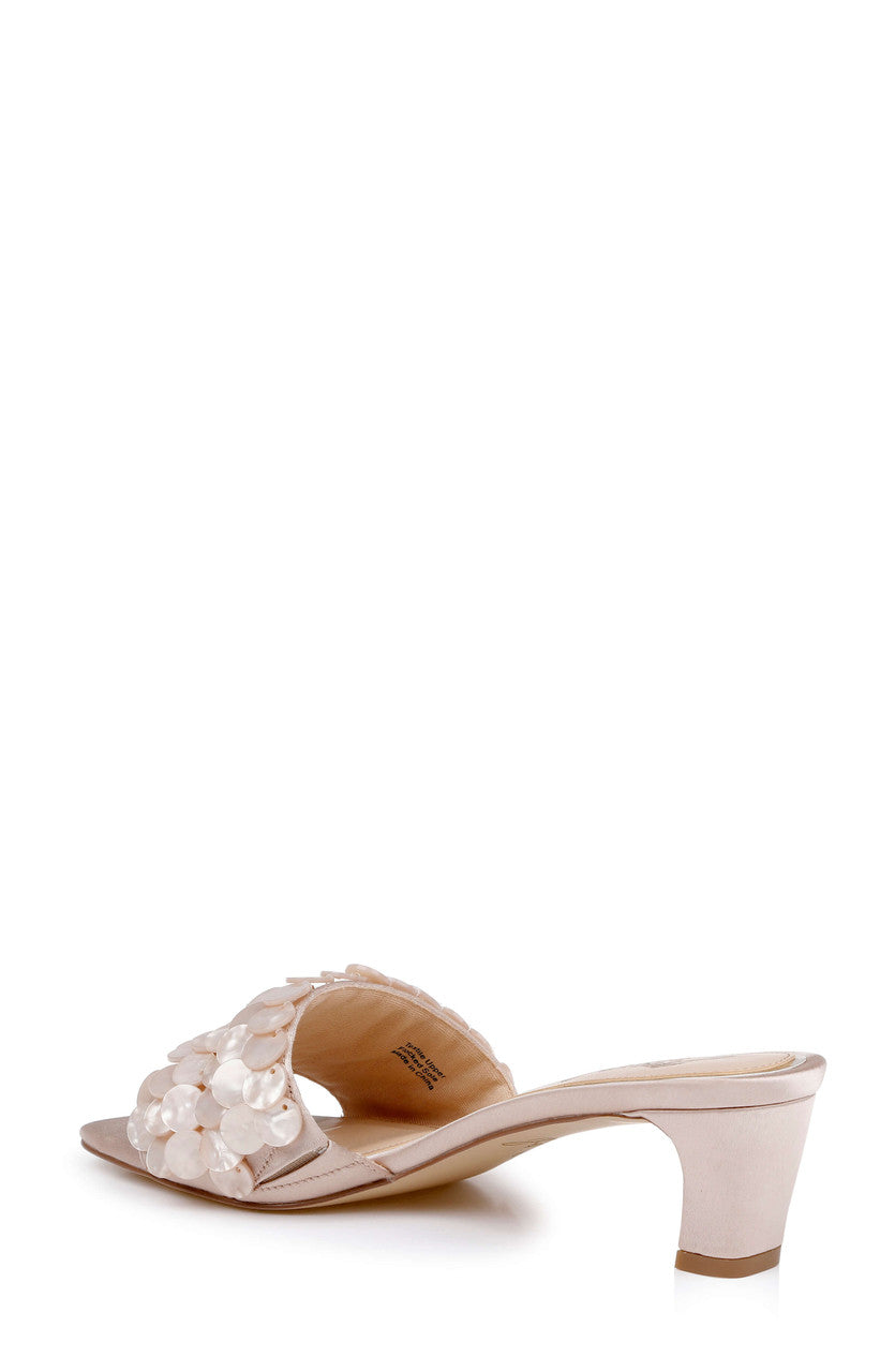 Dark Nude Satin | Pacific Heeled Mule Sandal Back Side