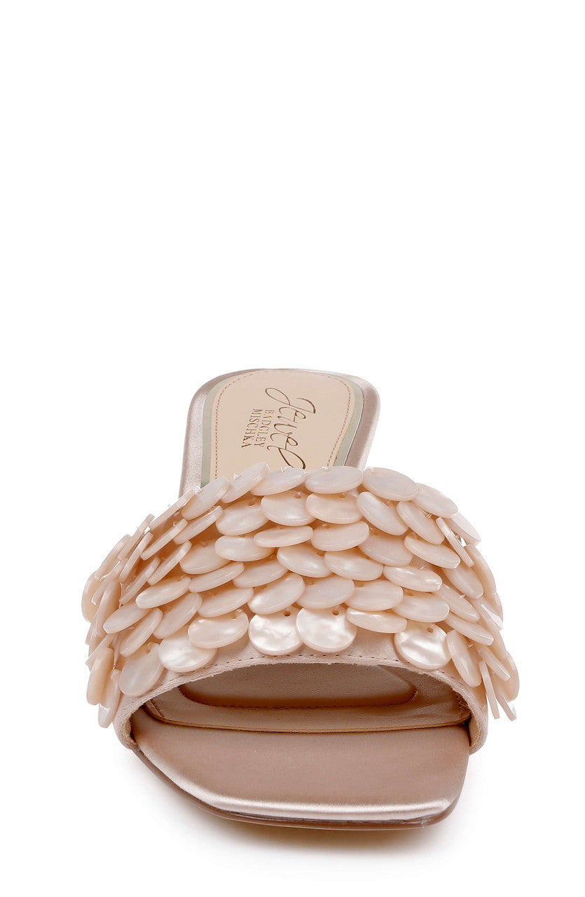 Dark Nude Satin | Pacific Heeled Mule Sandal Front