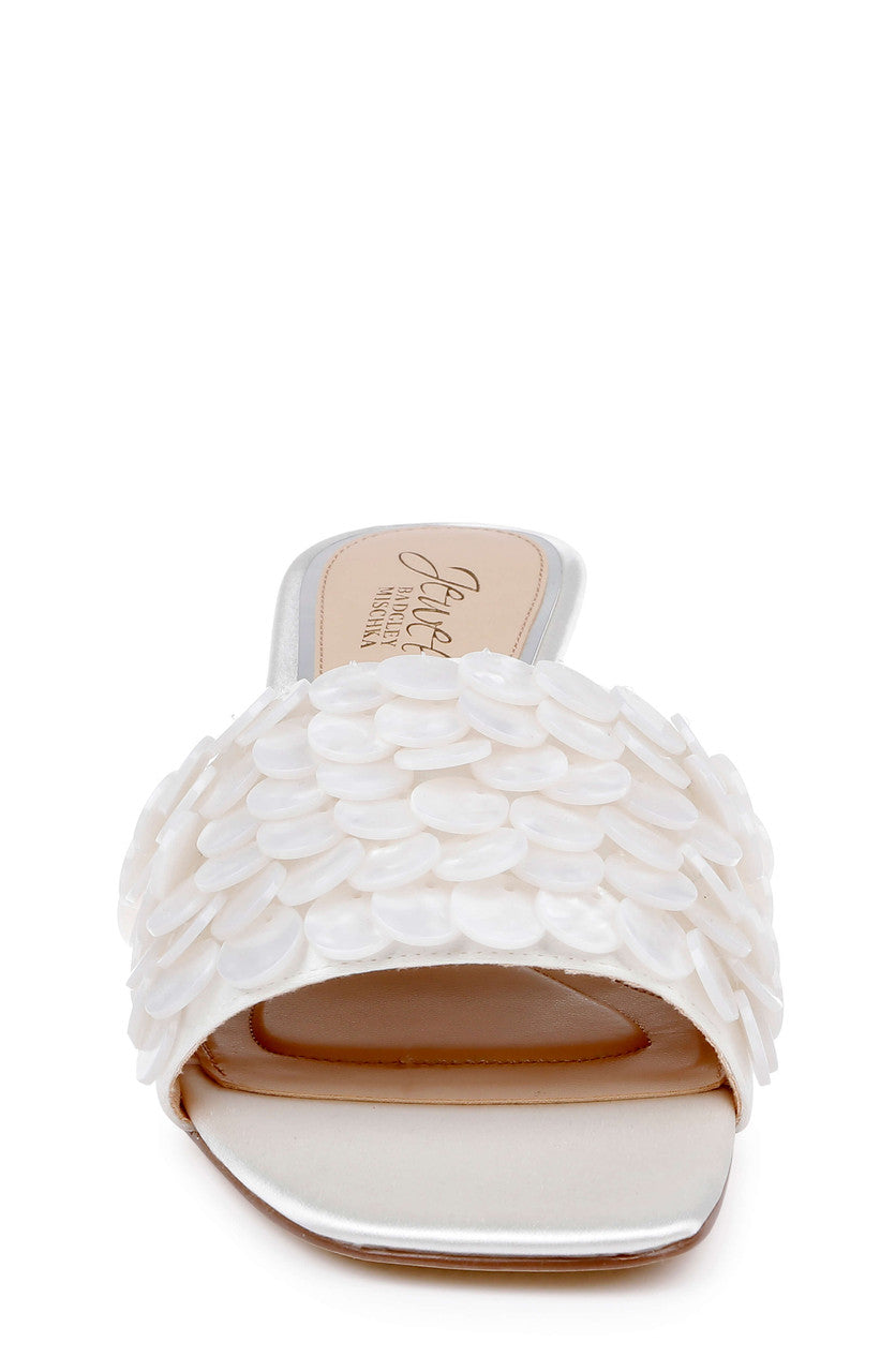 Ivory Satin | Pacific Heeled Mule Sandal Front