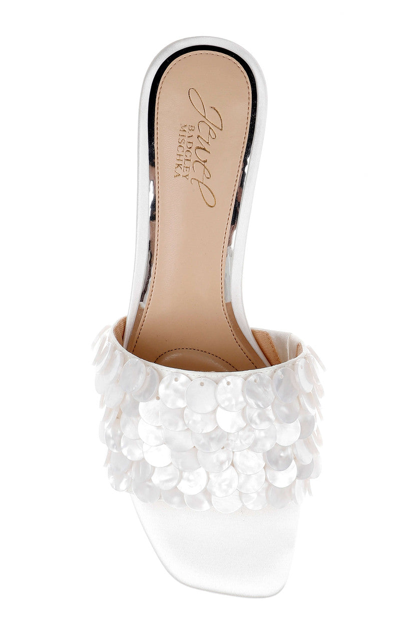 Ivory Satin | Pacific Heeled Mule Sandal Top