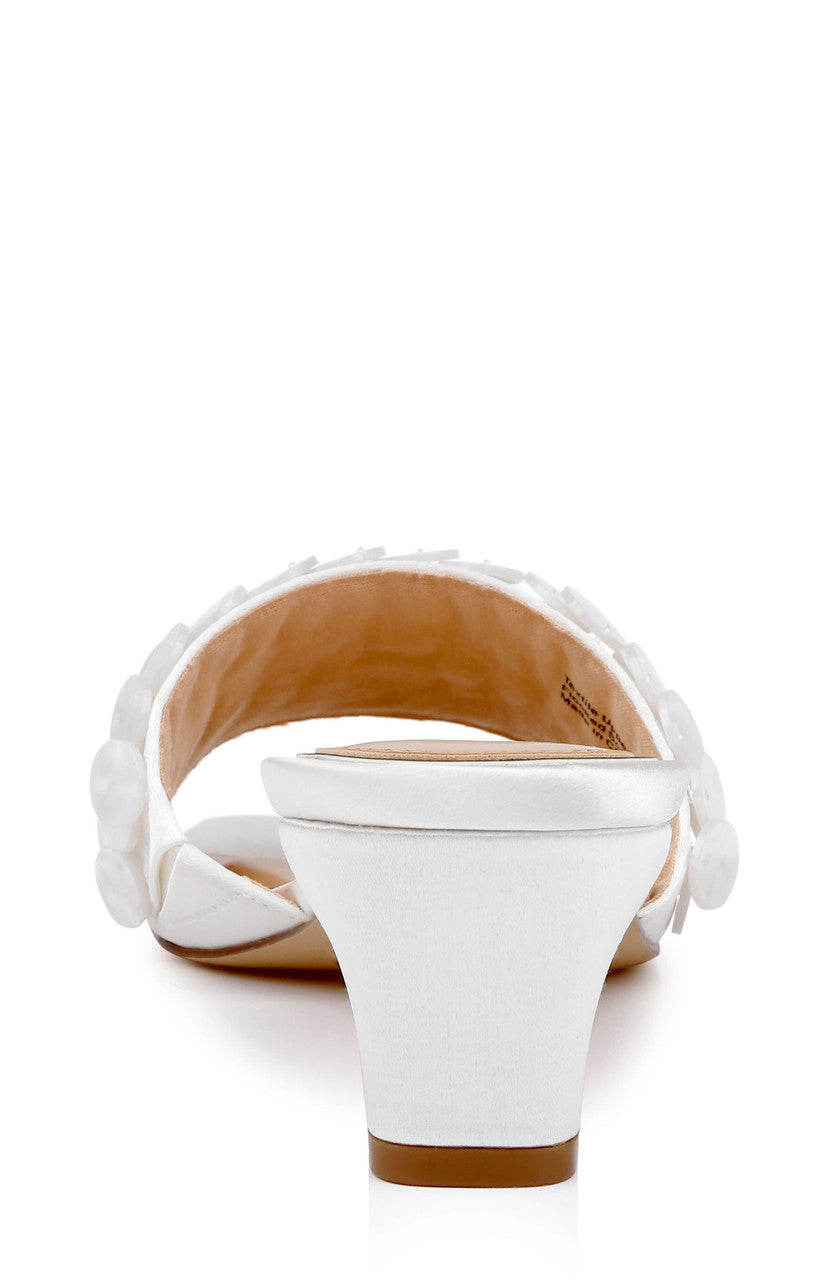 Ivory Satin | Pacific Heeled Mule Sandal Back