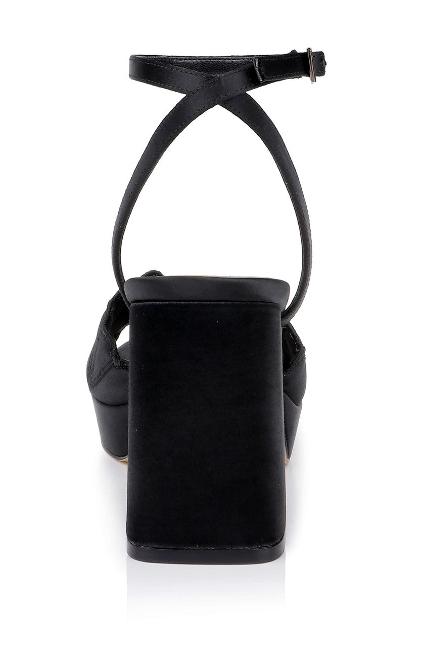 Black Satin | Paola Platform Sandal Back