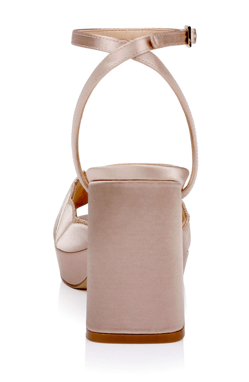 Dark Nude Satin | Paola Platform Sandal Back