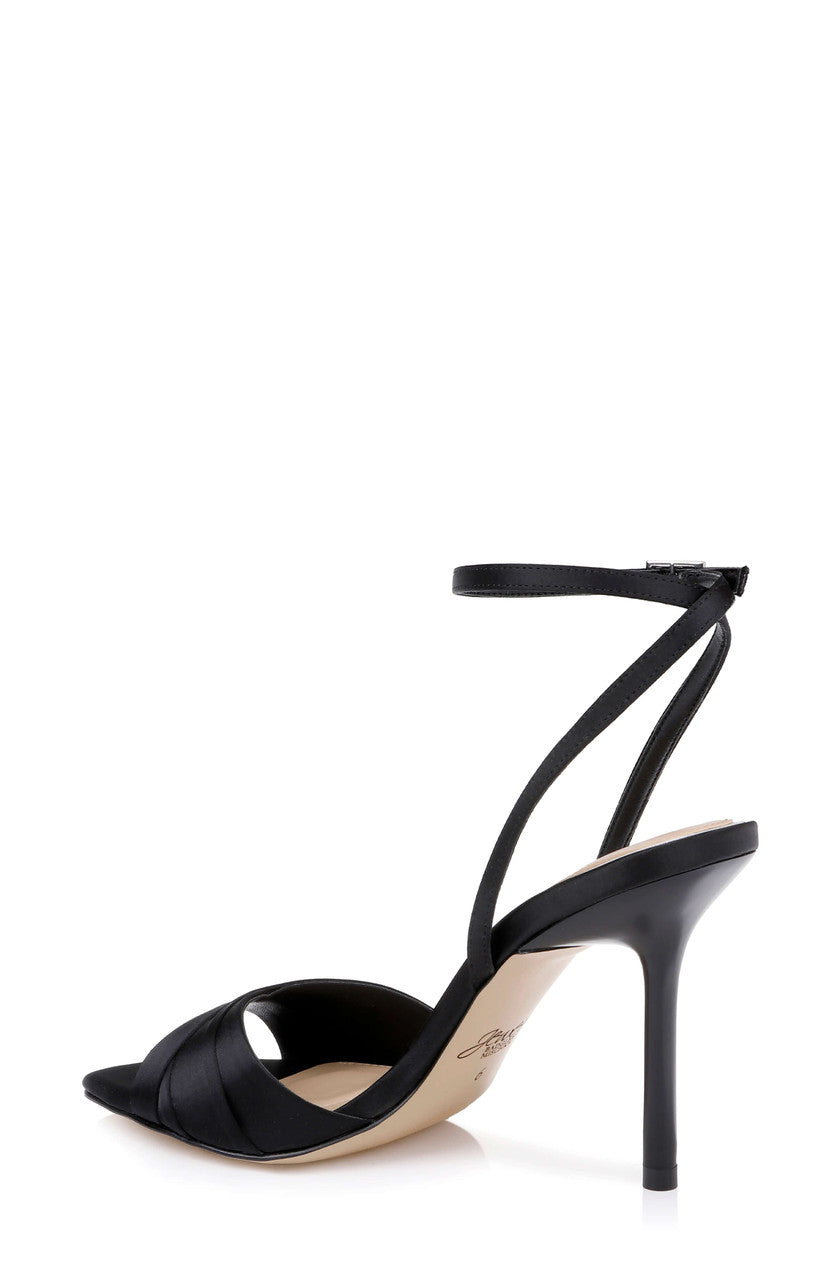 Black Satin | Parisa Ankle Strap Sandal Back Side