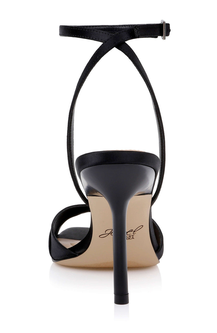 Black Satin | Parisa Ankle Strap Sandal Back