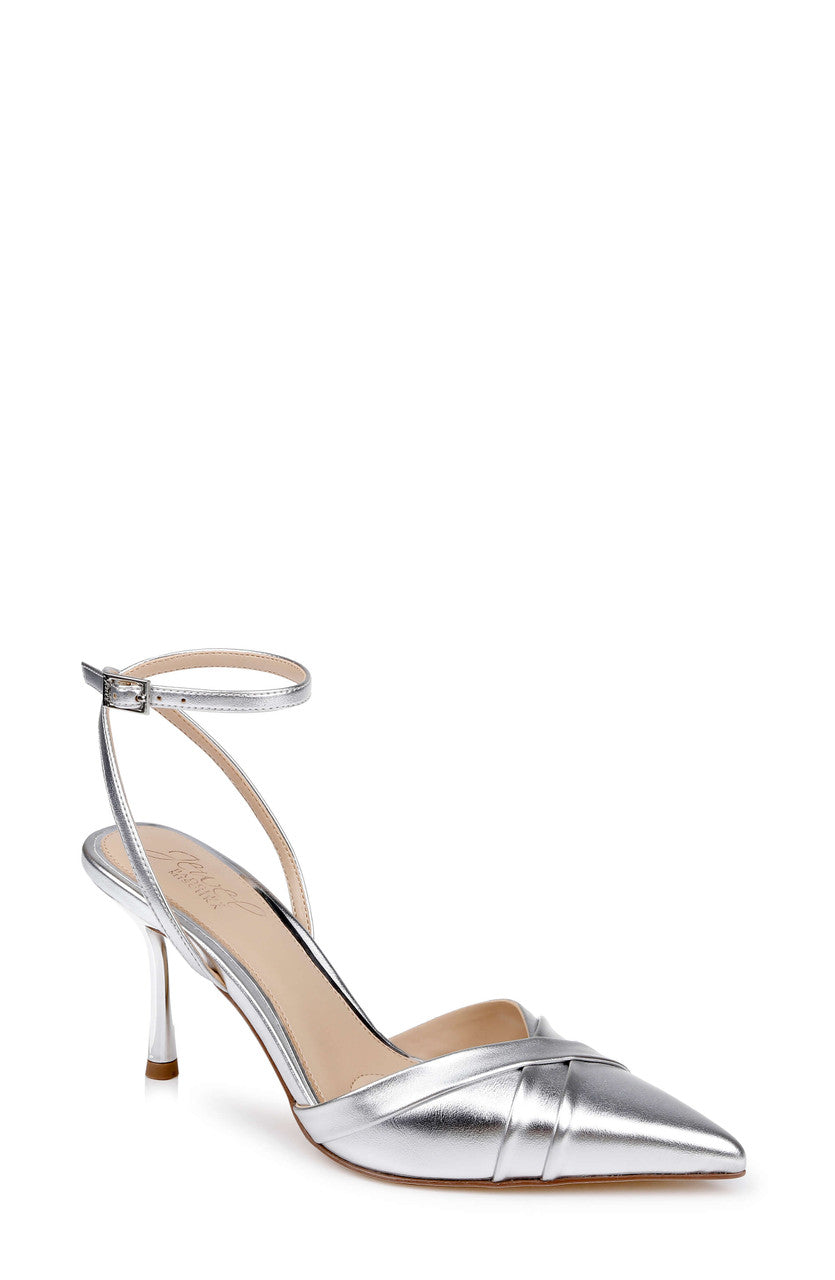 Silver Metallic | Parklyn Pointed Toe Ankle Strap Pump Front Side