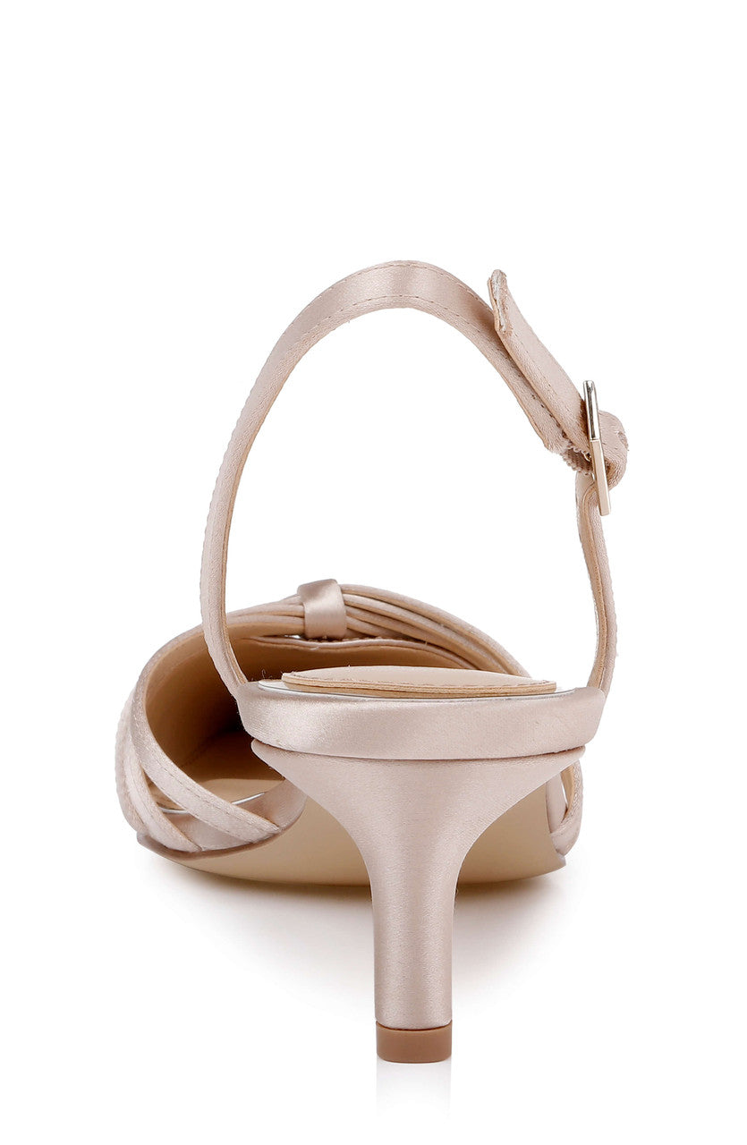 Dark Nude Satin | Patricia Slingback Kitten Heel Pump Back