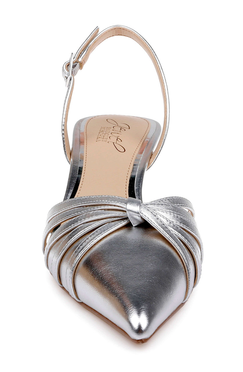 Silver Leather | Patricia II Slingback Kitten Heel Pump Front
