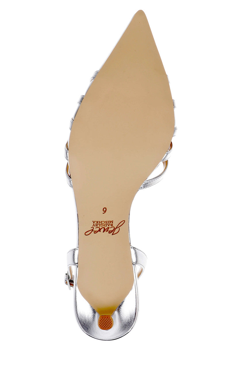 Silver Leather | Patricia II Slingback Kitten Heel Pump Sole