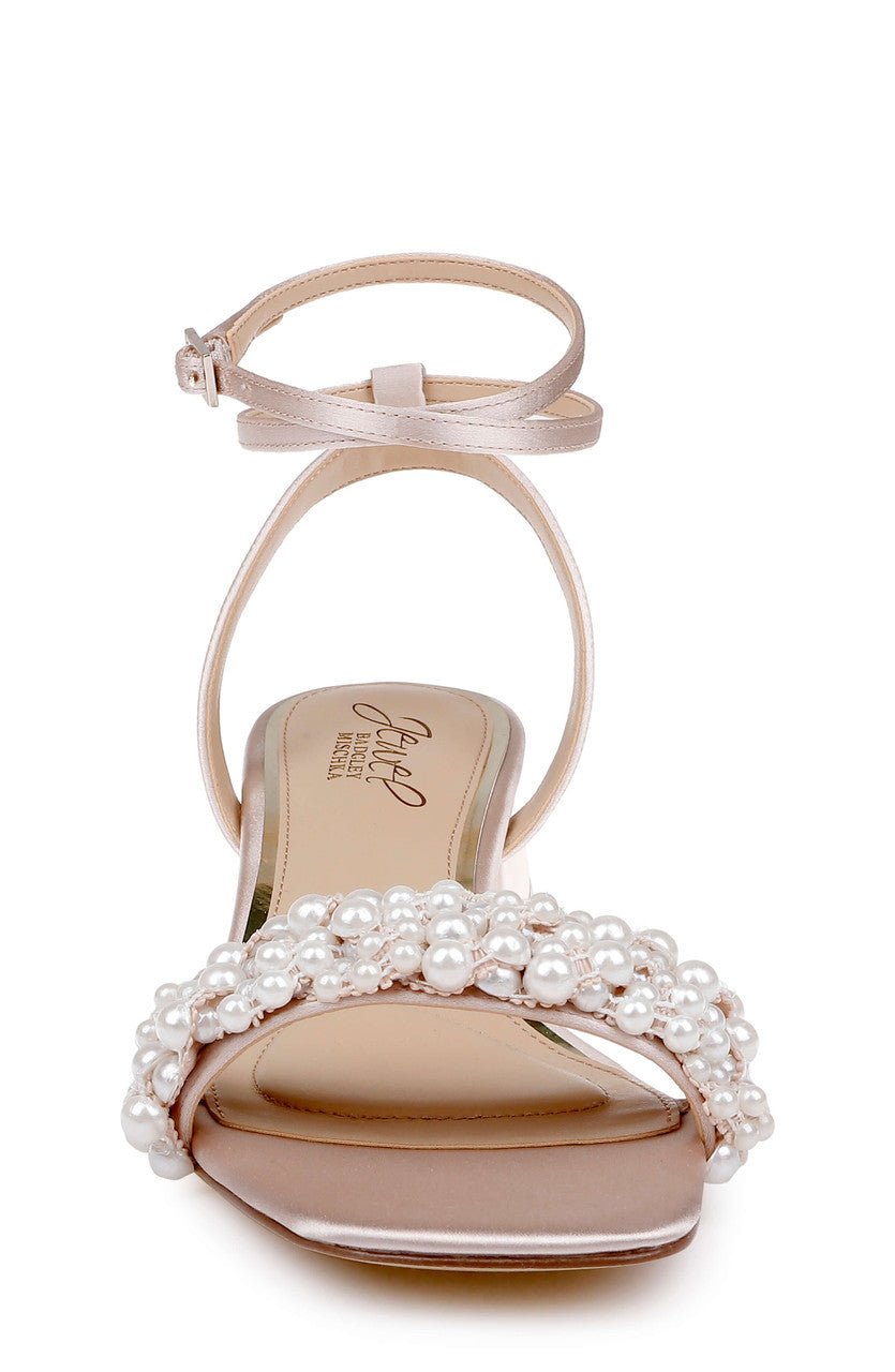 Champagne Satin | Payton Ankle Strap Sandal Front