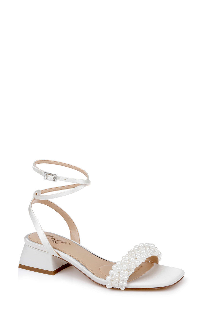 Ivory Satin | Payton Ankle Strap Sandal Front Side