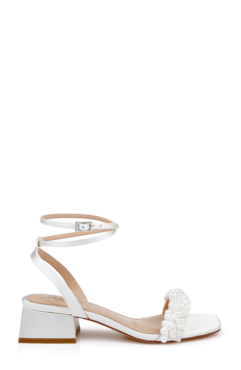 Ivory Satin | Payton Ankle Strap Sandal Side