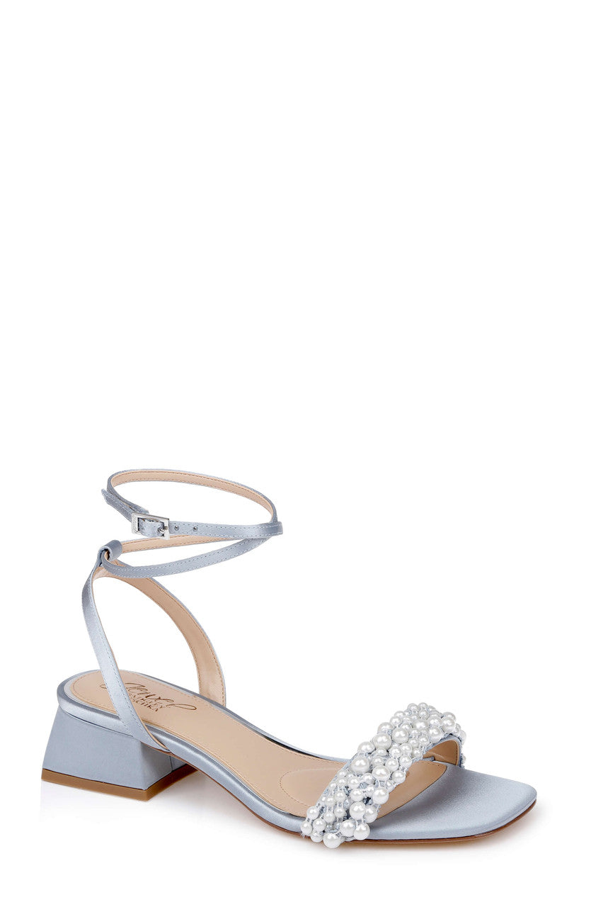 Mist Blue Satin | Payton Ankle Strap Sandal Front Side