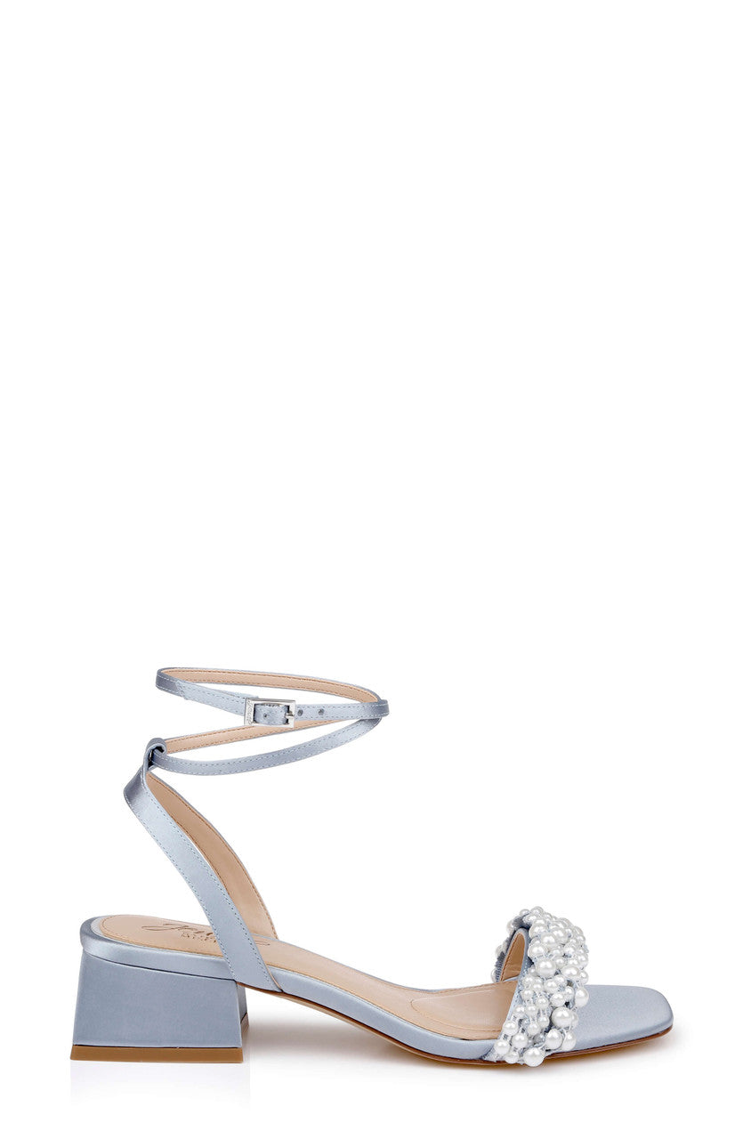 Mist Blue Satin | Payton Ankle Strap Sandal Side