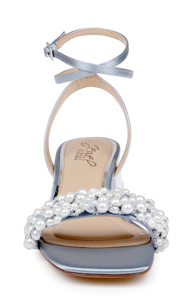 Mist Blue Satin | Payton Ankle Strap Sandal Front