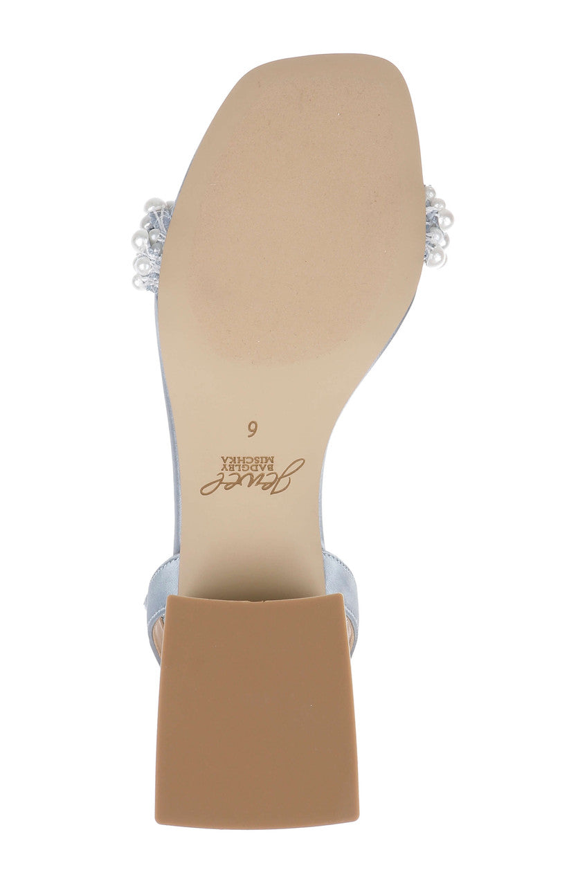 Mist Blue Satin | Payton Ankle Strap Sandal Sole