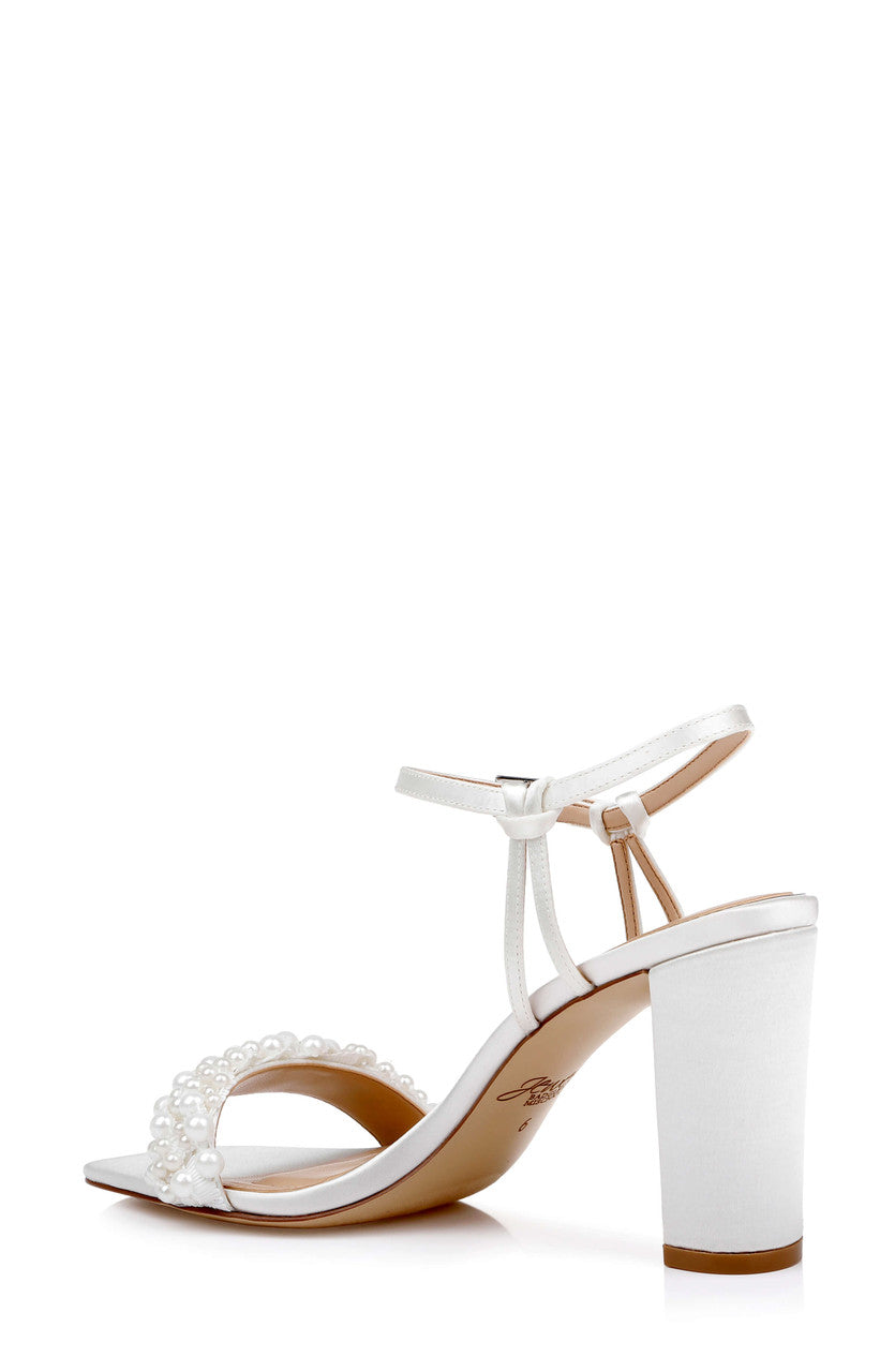 Ivory Satin | Peoria Ankle Strap Sandal Back Side