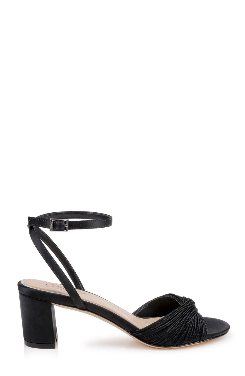 Black Satin | Pretty Ankle Strap Sandal Side