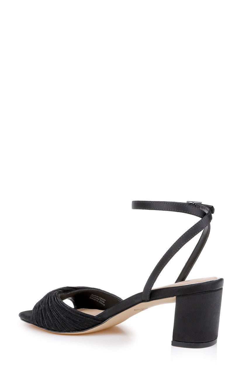 Black Satin | Pretty Ankle Strap Sandal Back Side