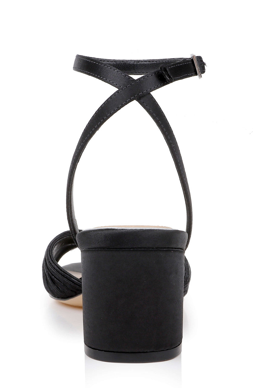 Black Satin | Pretty Ankle Strap Sandal Back