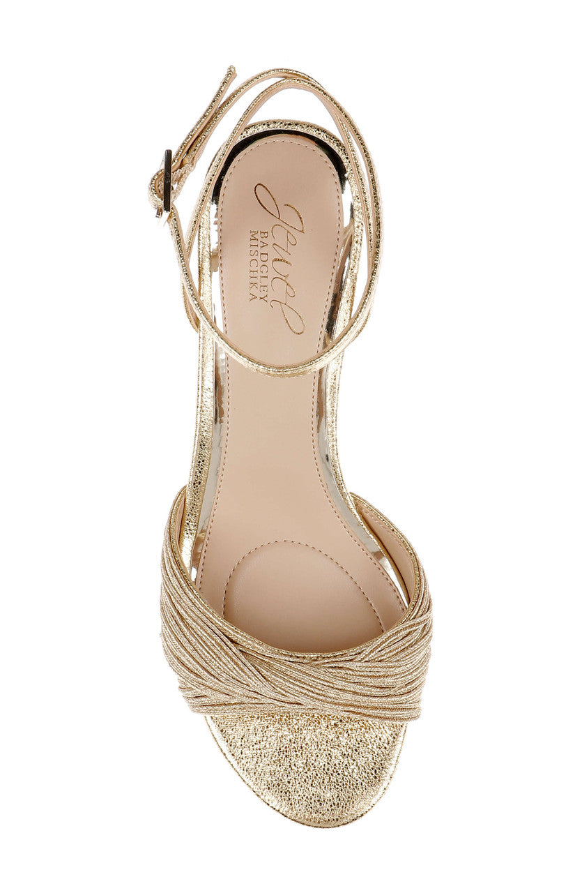 Gold Textile | Pretty Ankle Strap Sandal Top