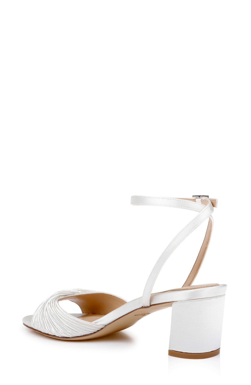 Ivory Satin | Pretty Ankle Strap Sandal Back Side