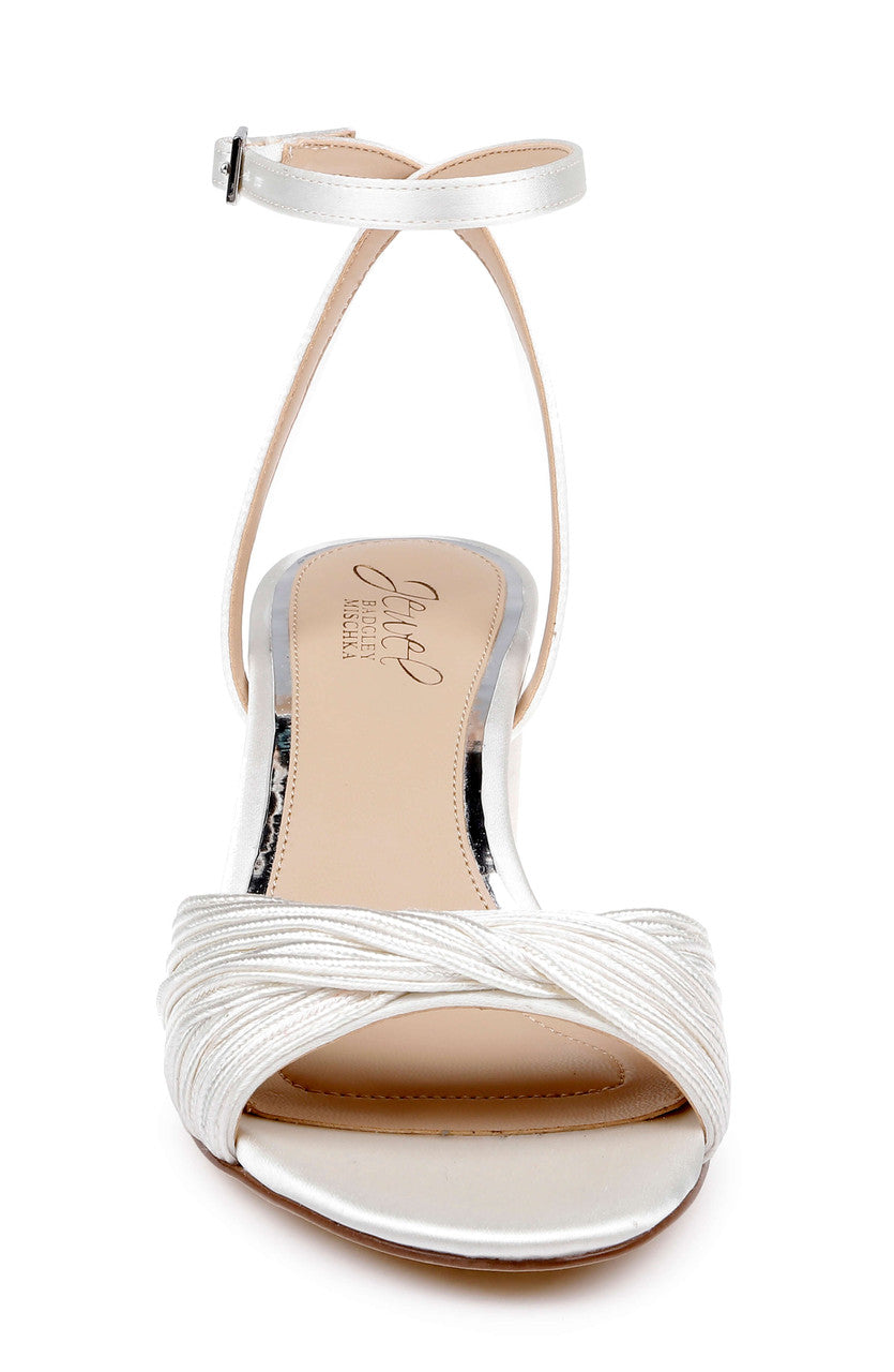 Ivory Satin | Pretty Ankle Strap Sandal Front