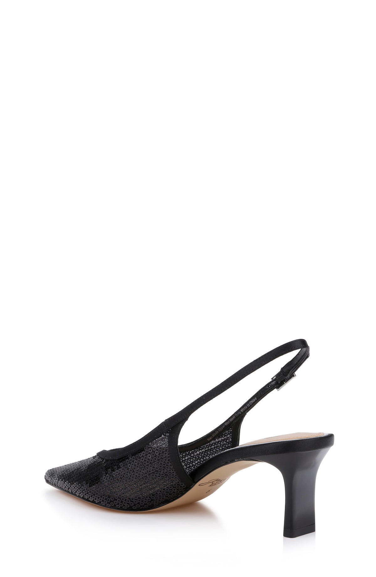 Black Satin | Zabelle Sequin Slingback Pump Back Side