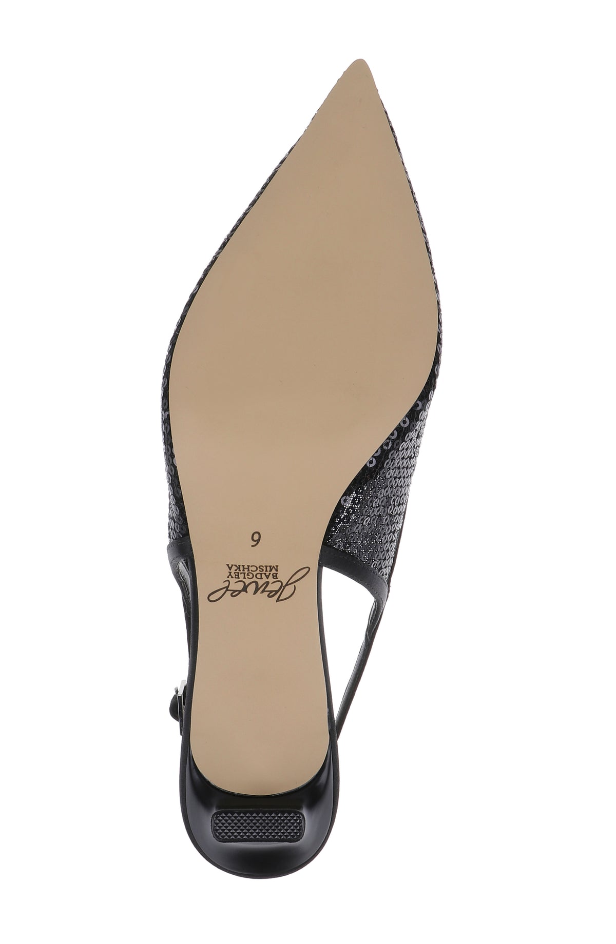 Black Satin | Zabelle Sequin Slingback Pump Sole