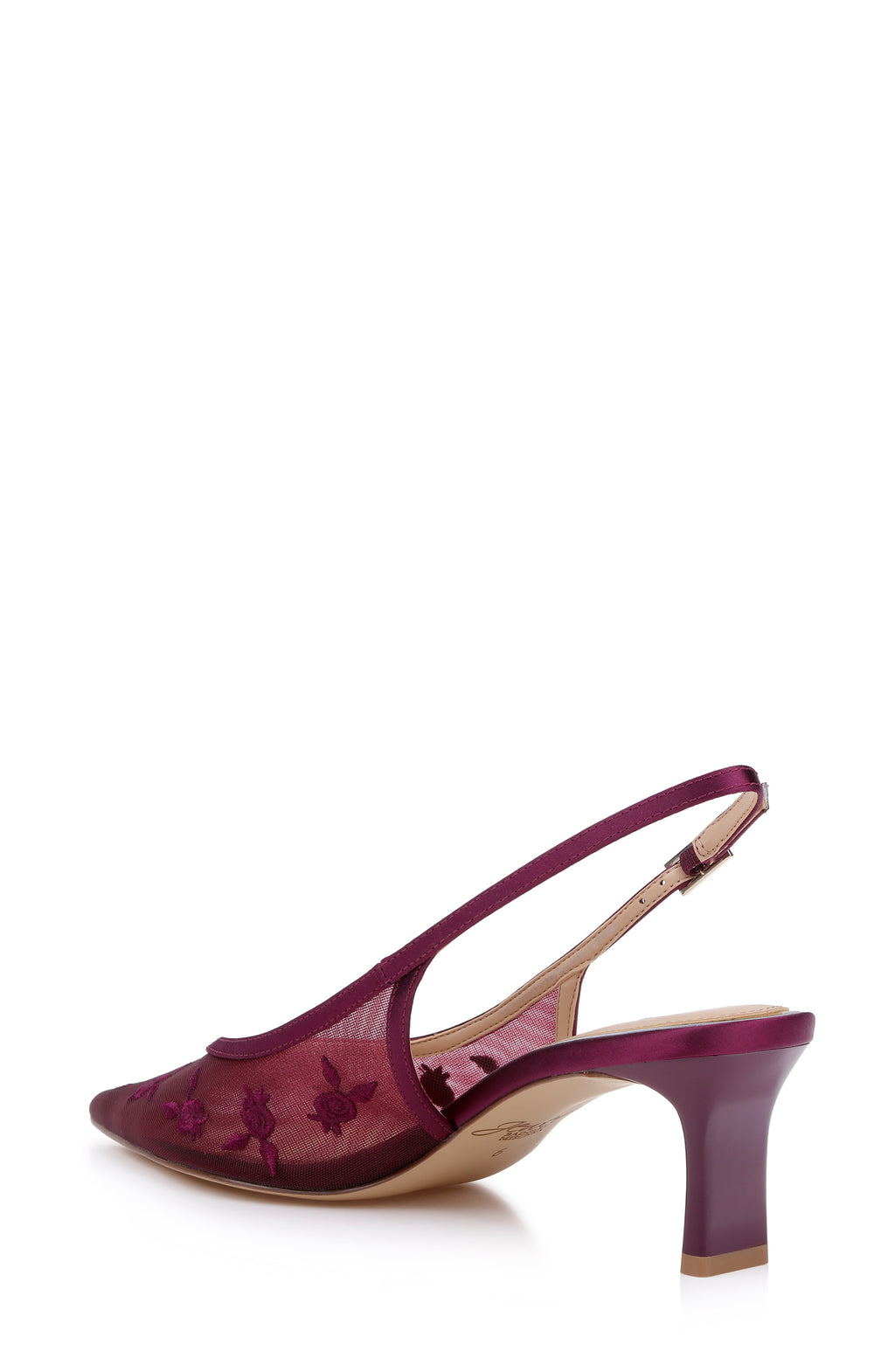 Wine Satin | Zahra II Slingback Kitten Heel Pump Back Side