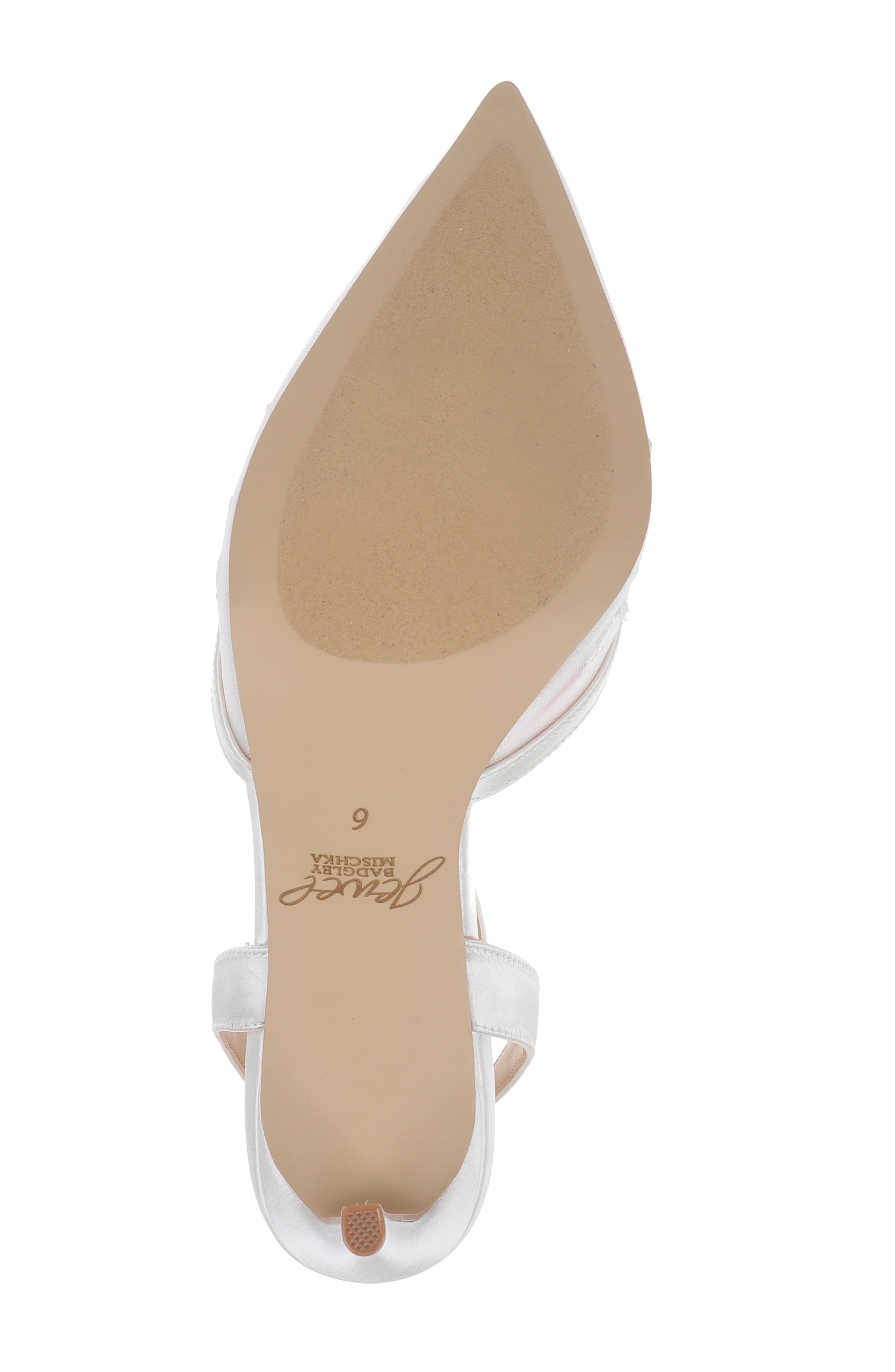 Ivory Satin | Zaida Pointed Toe Ankle Strap Pump Sole