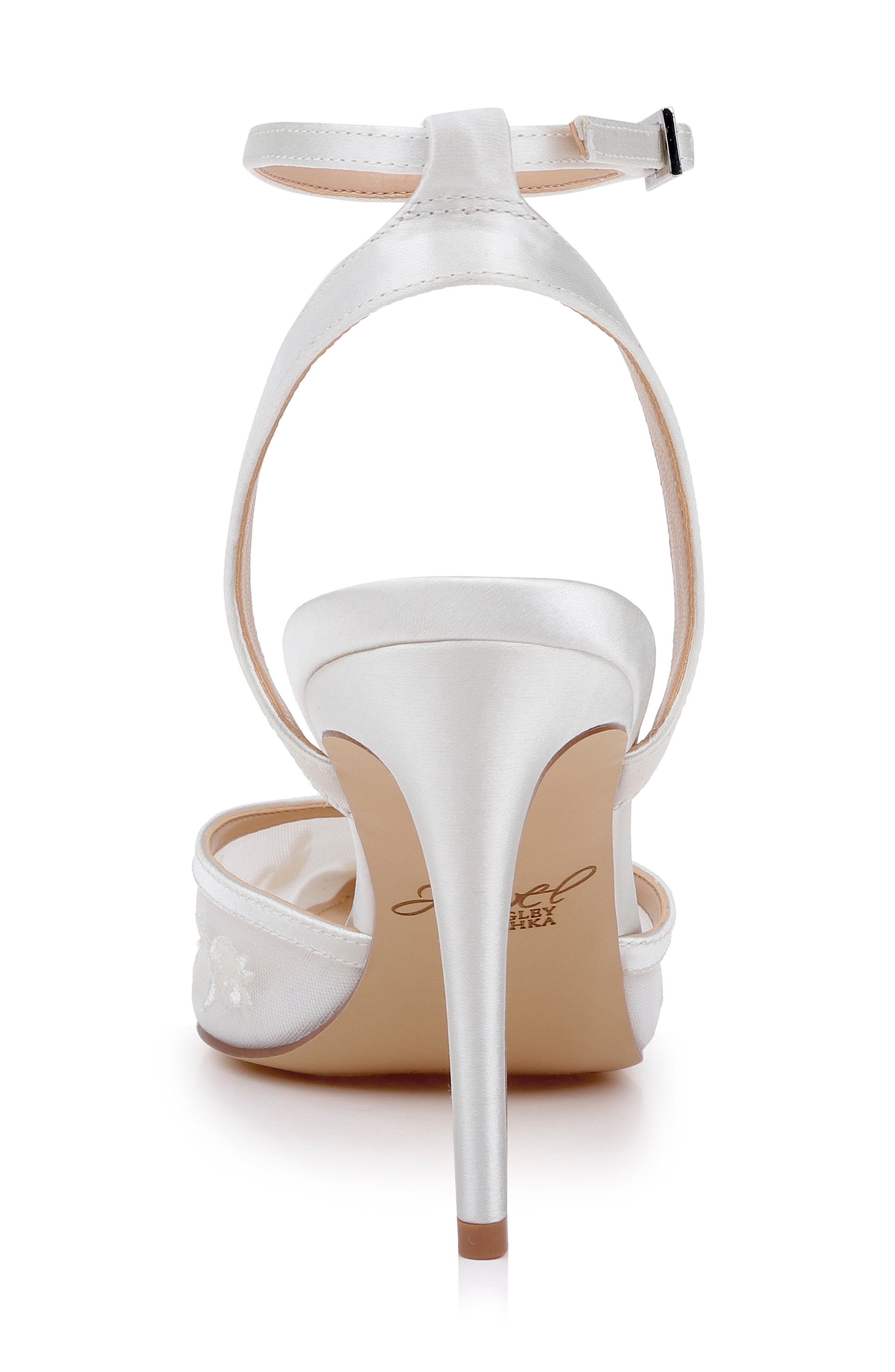 Ivory Satin | Zaida Pointed Toe Ankle Strap Pump Back