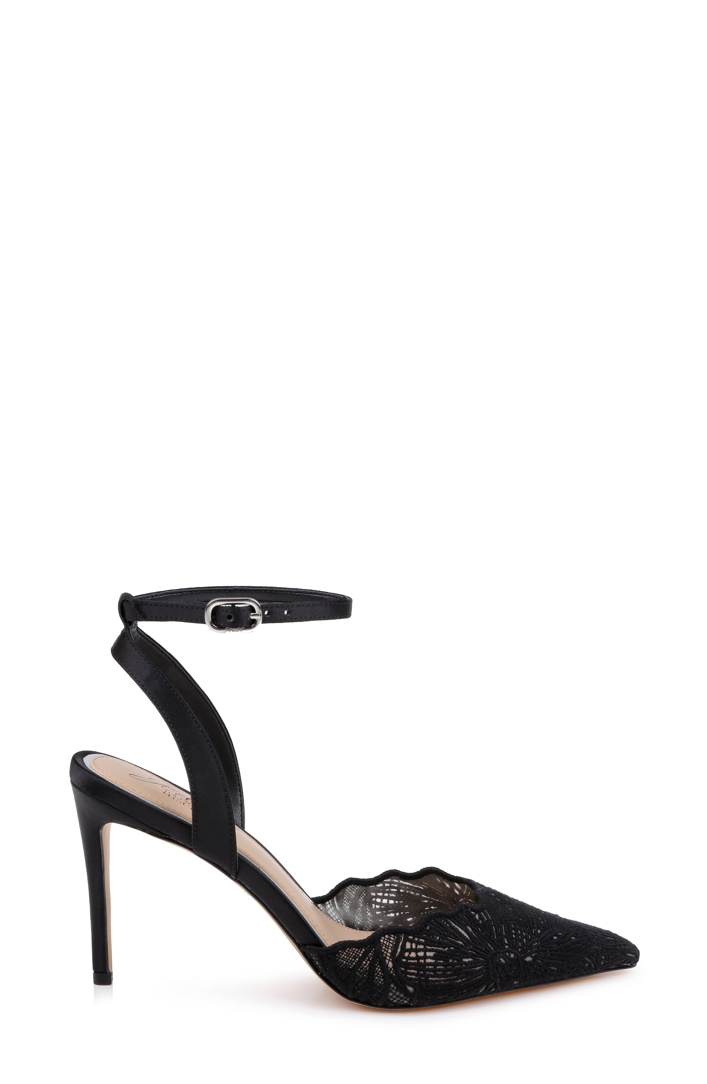 Black Satin | Zaima Ankle Strap Pump Side