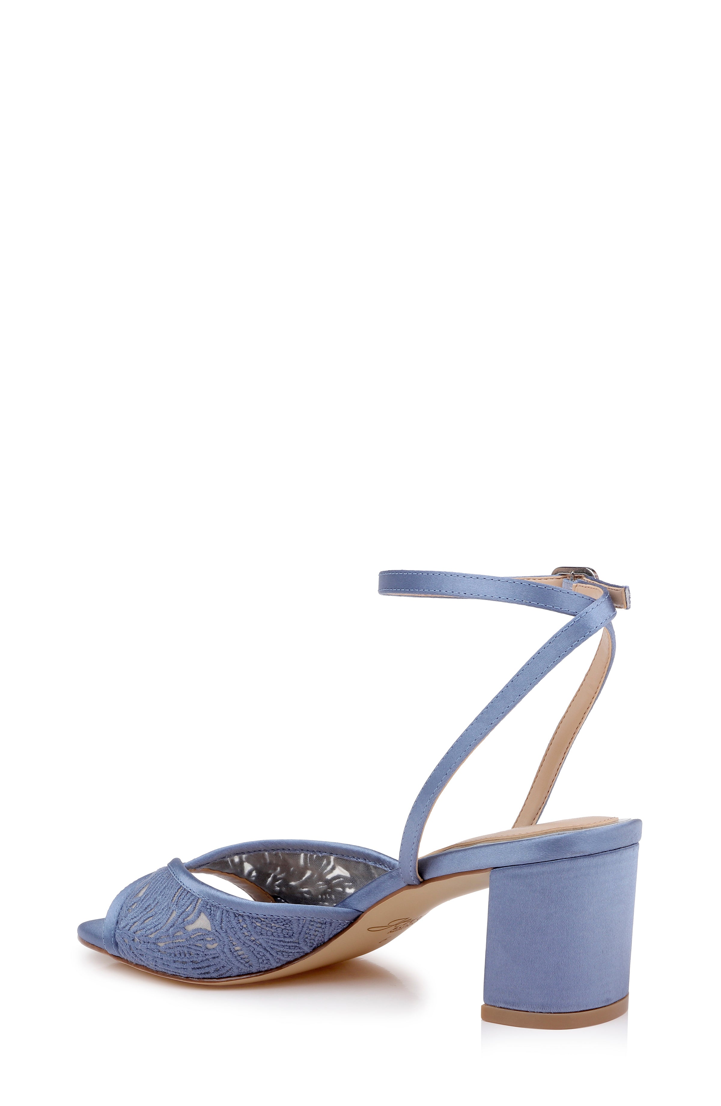 Azure Blue Satin | Zaira Ankle Strap Sandal Back Side