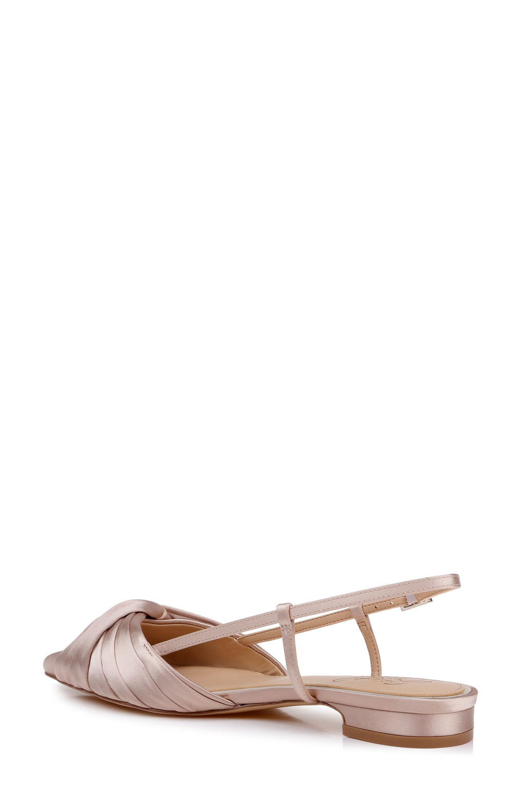 Dark Nude Satin | Zarah Pointed Toe Slingback Flat Back Side