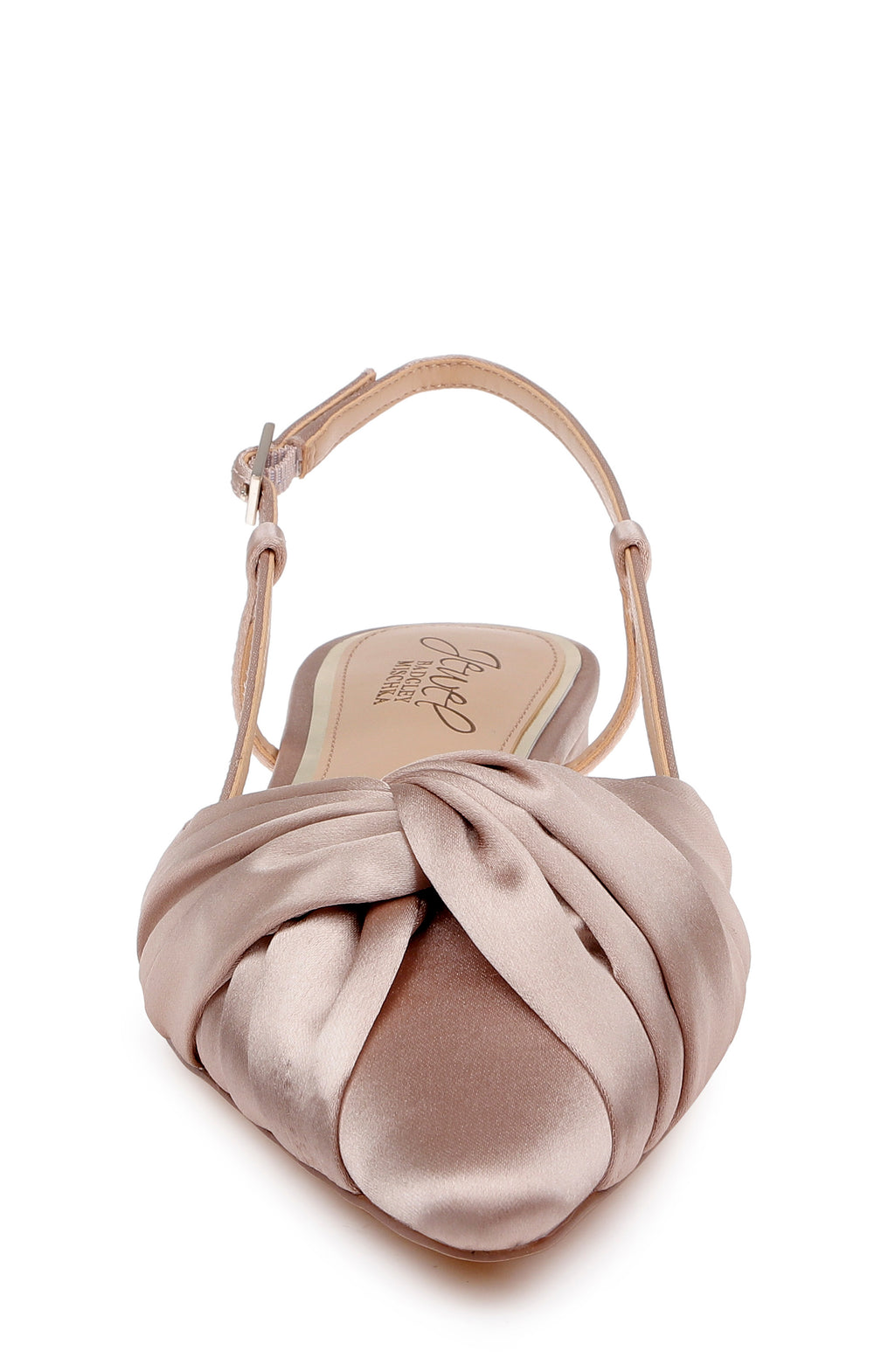 Dark Nude Satin | Zarah Pointed Toe Slingback Flat Front
