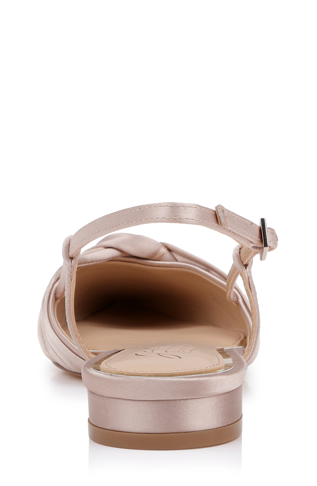 Dark Nude Satin | Zarah Pointed Toe Slingback Flat Back