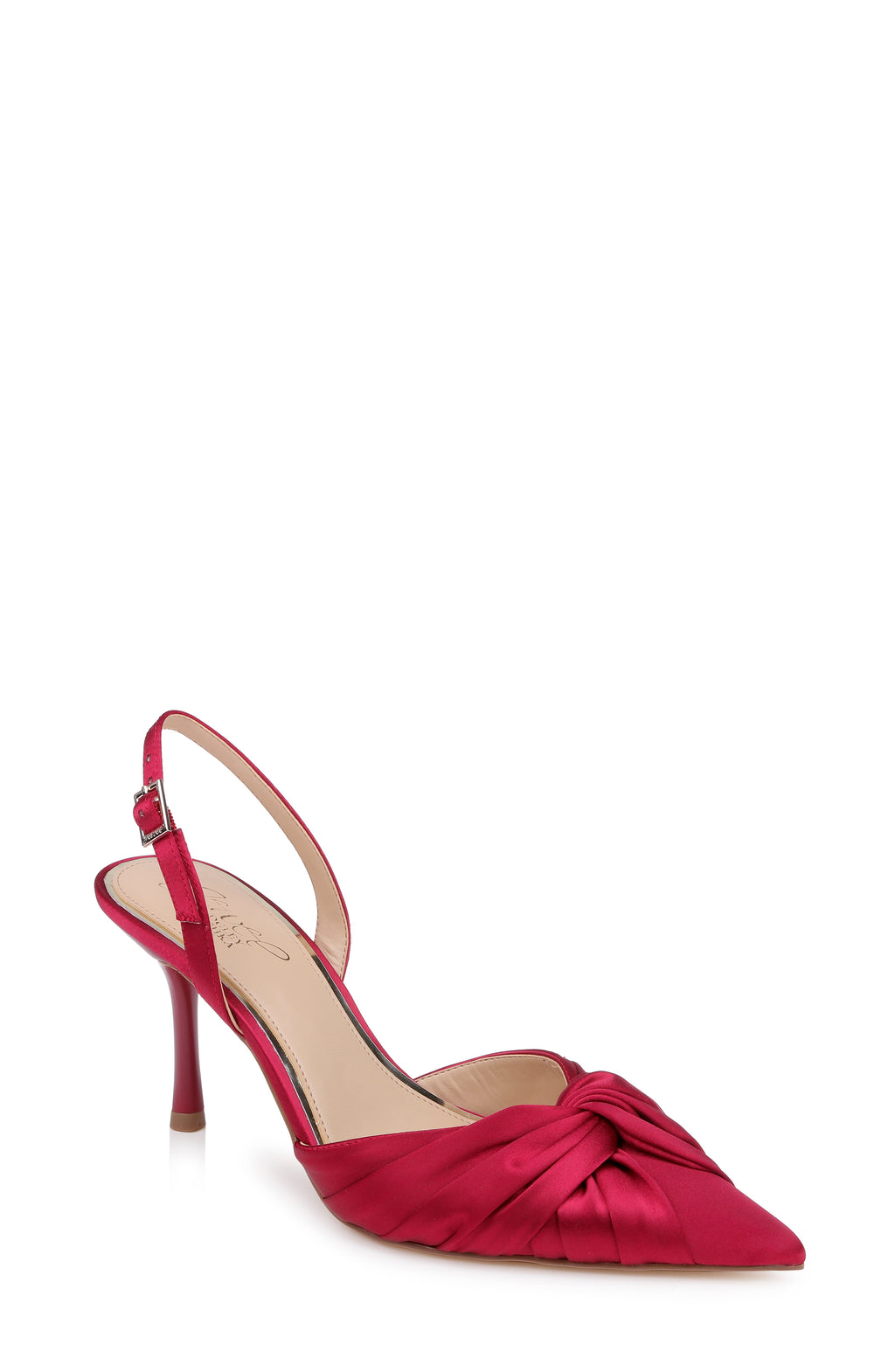 Garnet Satin | Zariel Slingback Pointed Toe Pump Front Side