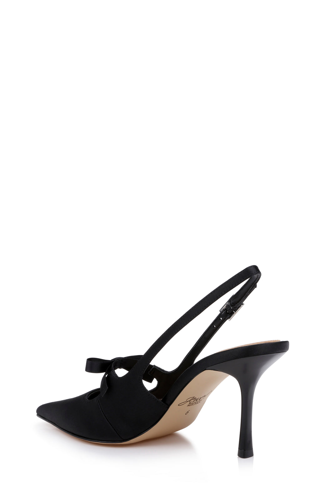 Black Satin | Zaya Pointed Toe Slingback Pump Back Side
