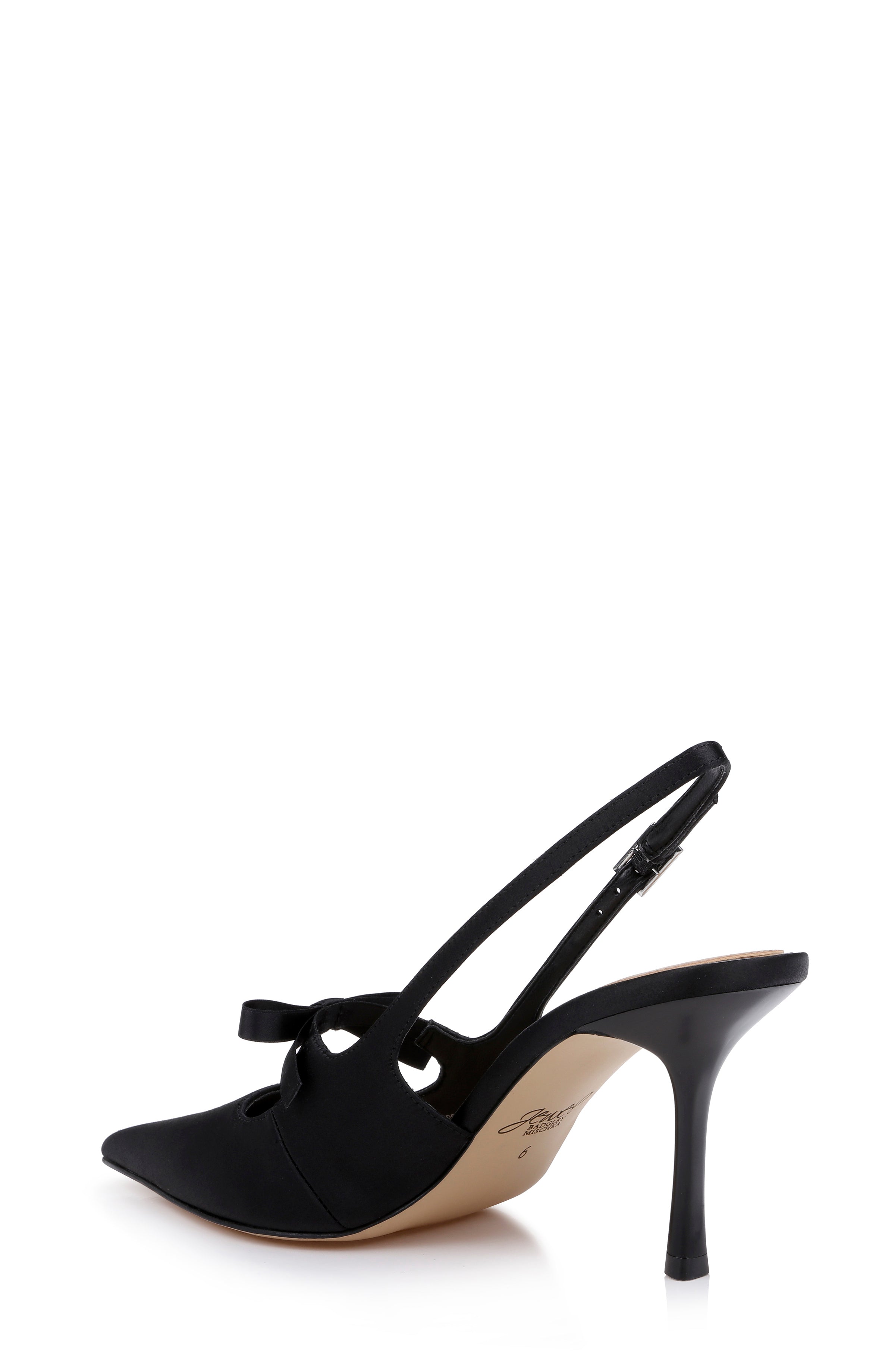 Black Satin | Zaya Pointed Toe Slingback Pump Back Side