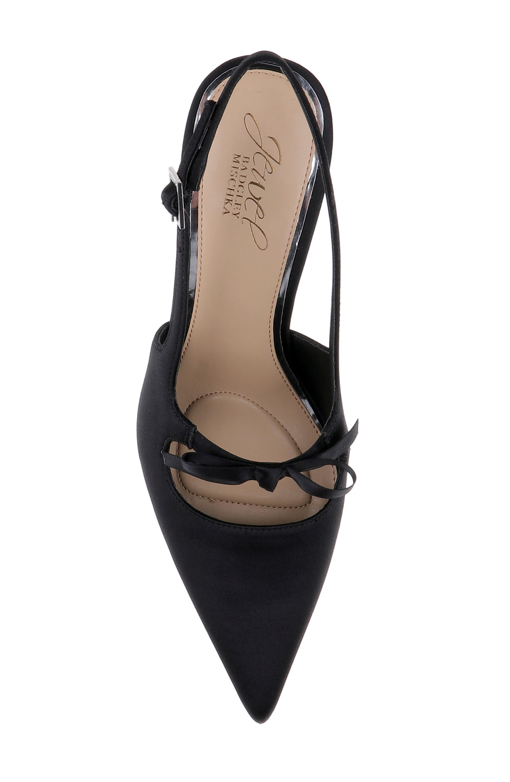 Black Satin | Zaya Pointed Toe Slingback Pump Top
