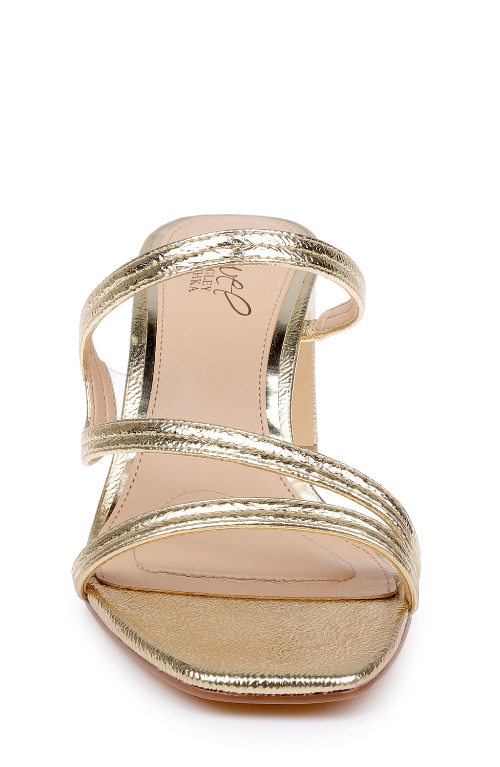 Gold Patent | Zazie Block Heeled Sandal Front